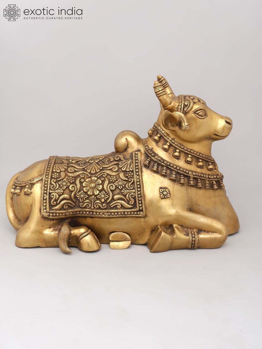 25" Nandi Brass Statue - Handmade Vahana of Lord Shiva