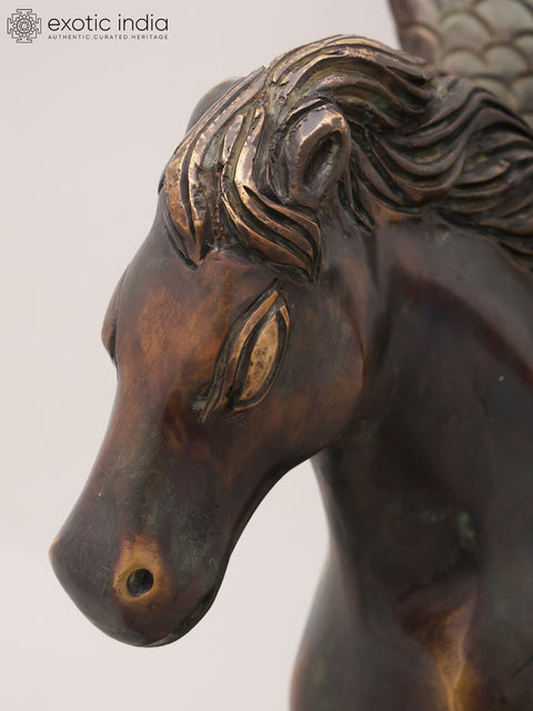 17"  Brass Pegasus – Decorative Mythical Horse Sculpture | Home Decor