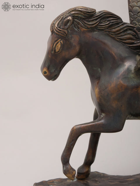 17"  Brass Pegasus – Decorative Mythical Horse Sculpture | Home Decor