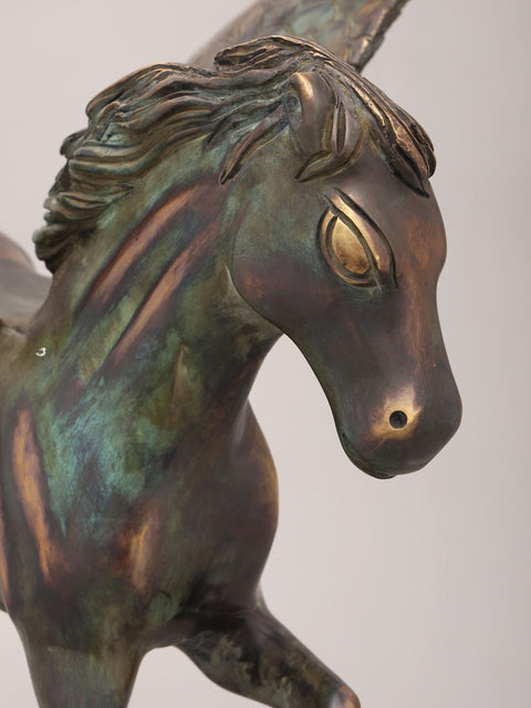 17"  Brass Pegasus – Decorative Mythical Horse Sculpture | Home Decor