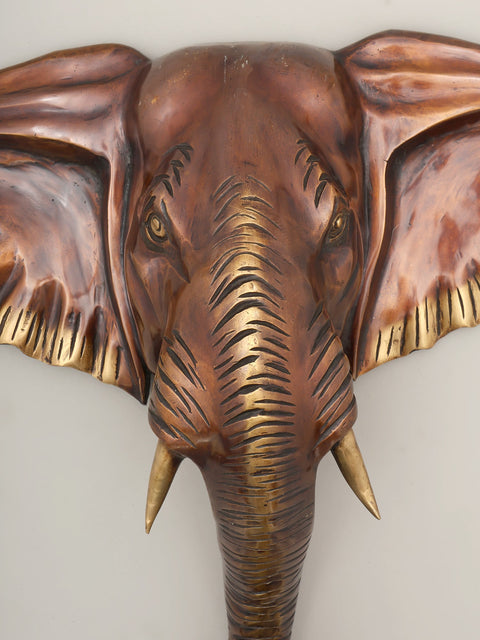 18" Decorative Elephant Head in Brass | Wall Hanging | Home Decor