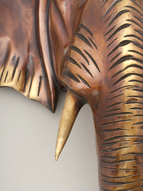 18" Decorative Elephant Head in Brass | Wall Hanging | Home Decor
