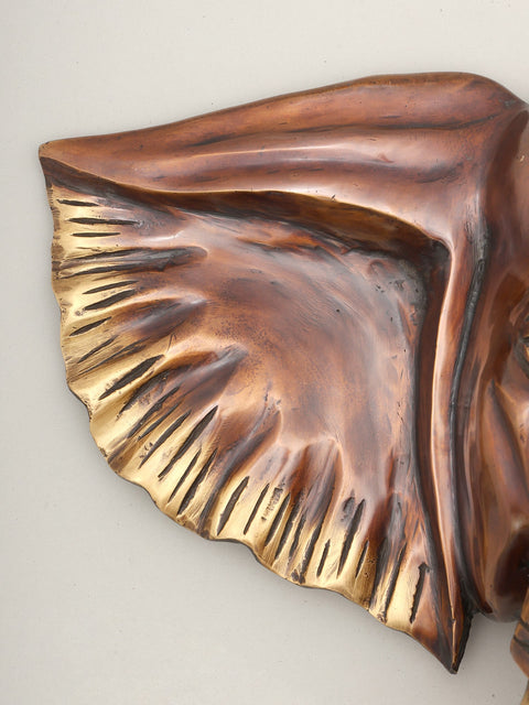 18" Decorative Elephant Head in Brass | Wall Hanging | Home Decor