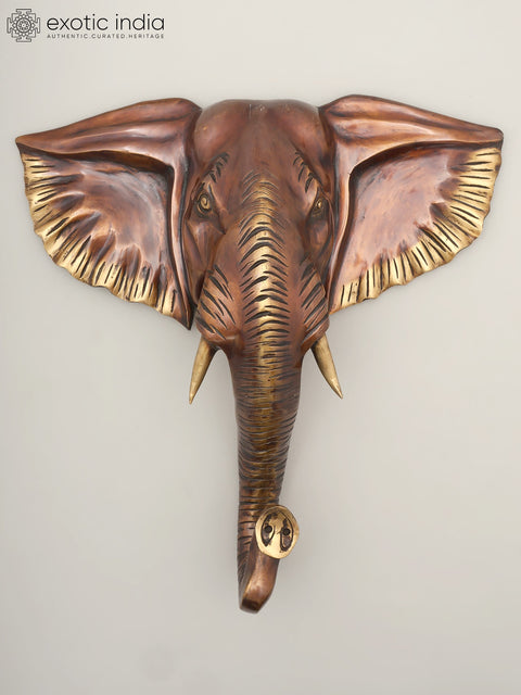 18" Decorative Elephant Head in Brass | Wall Hanging | Home Decor