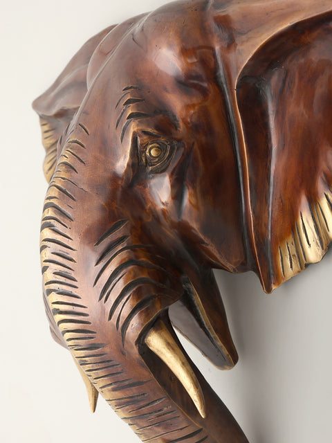18" Decorative Elephant Head in Brass | Wall Hanging | Home Decor