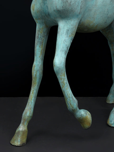 20" Turquoise Decorative Horse in Brass | Home Decor