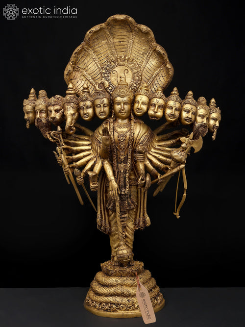 21" Vishvarupa Lord Vishnu Cosmic Form Handmade Brass Statue