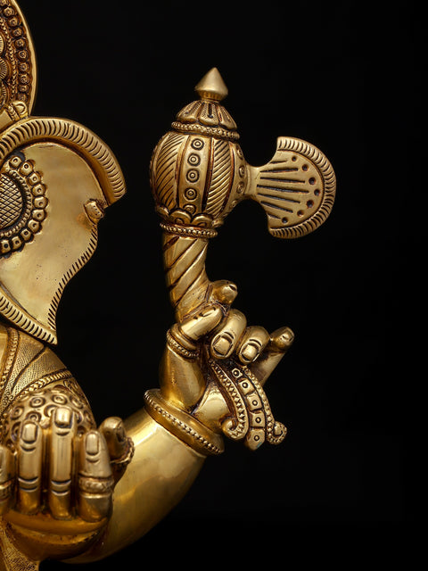 18" Four Armed Blessing Lord Ganesha | Brass Idol
