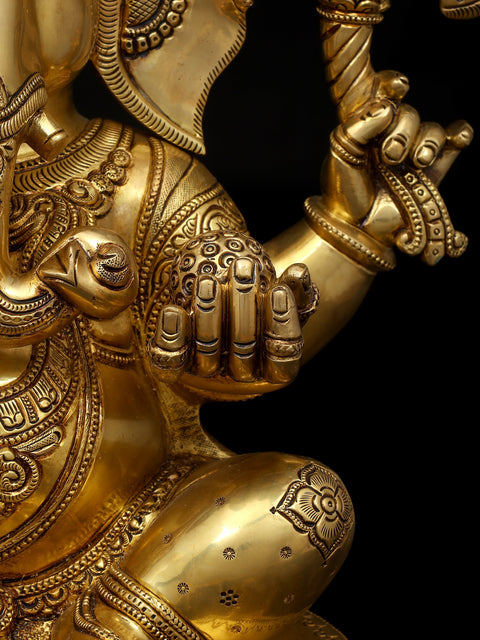 18" Four Armed Blessing Lord Ganesha | Brass Idol
