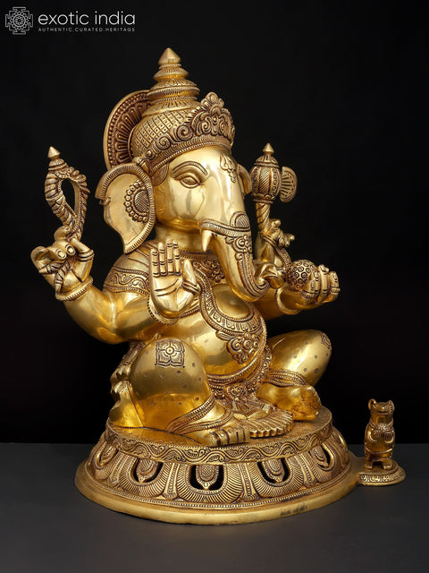 18" Four Armed Blessing Lord Ganesha | Brass Idol
