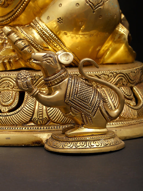 18" Four Armed Blessing Lord Ganesha | Brass Idol