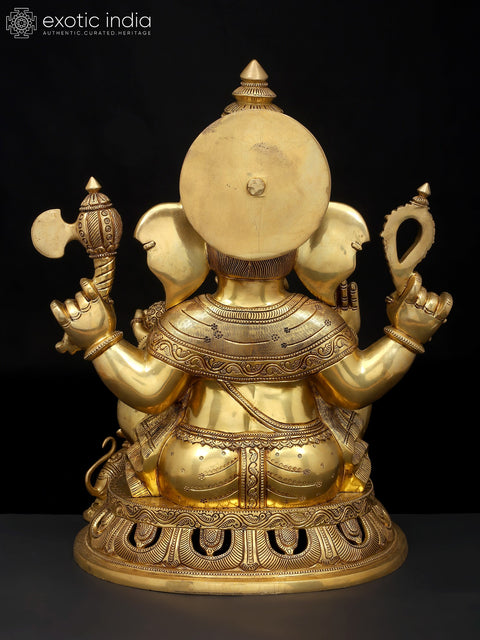 18" Four Armed Blessing Lord Ganesha | Brass Idol