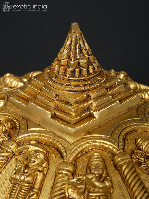 13" Vastu Tortoise with Dashavatara and Yantra on Top | Ritual Brass Item