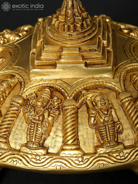 13" Vastu Tortoise with Dashavatara and Yantra on Top | Ritual Brass Item