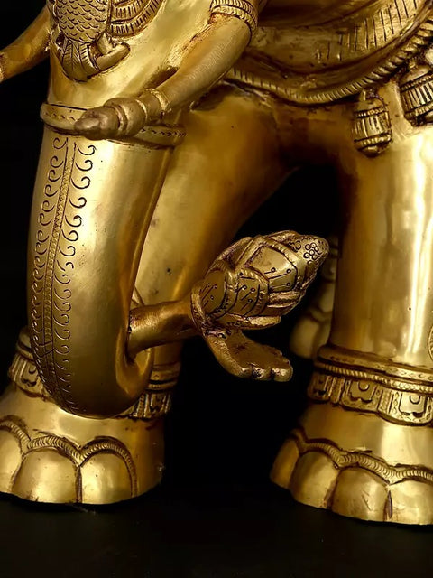 24" Majestic Elephant with Beautiful Carvings | Home Decor | Brass Statue