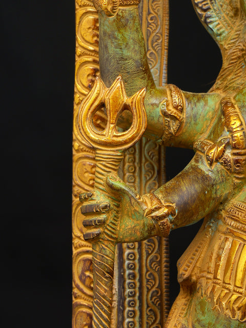 17" The Fearless Destroyer - Goddess Kali Standing on Lord Shiva | Brass Statue