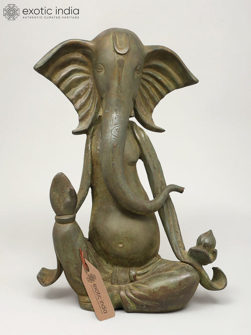 15" Modern Ganesha Blessing Gesture Brass Statue Handmade