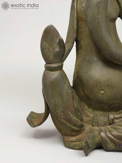 15" Modern Ganesha in Blessing Gesture | Brass Statue