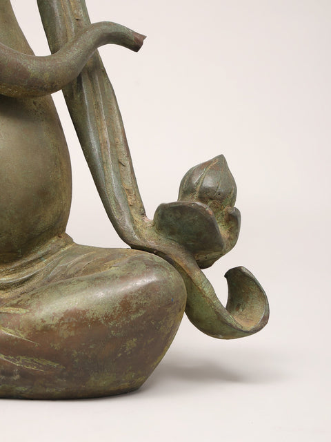 15" Modern Ganesha in Blessing Gesture | Brass Statue