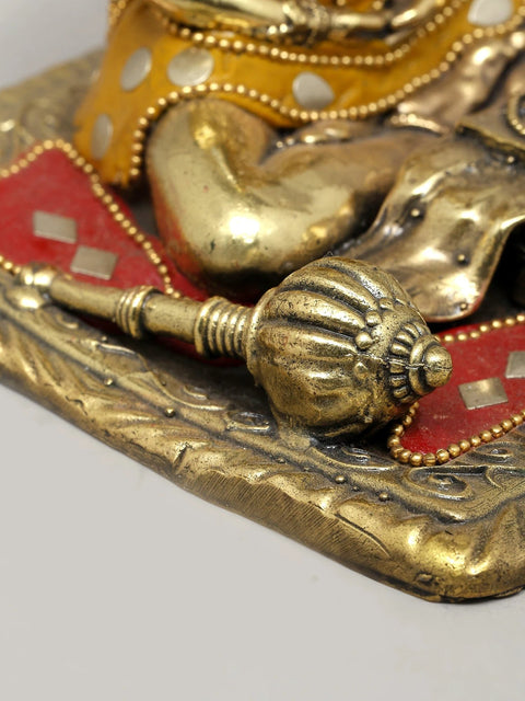 4" Small Superfine Shri Ram Bhakta Hanuman | Brass Statue with Inlay Work