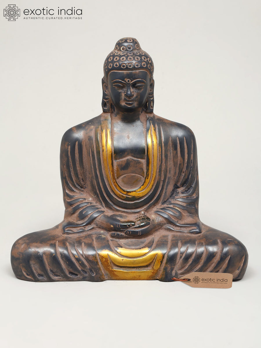 8" Lord Buddha in Dhyan Mudra Brass Statue Handmade