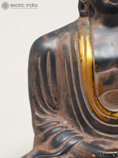 8" Lord Buddha in Dhyan Mudra | Brass Statue