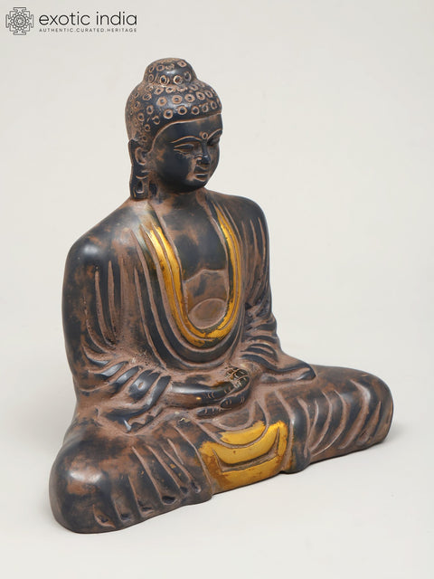 8" Lord Buddha in Dhyan Mudra | Brass Statue