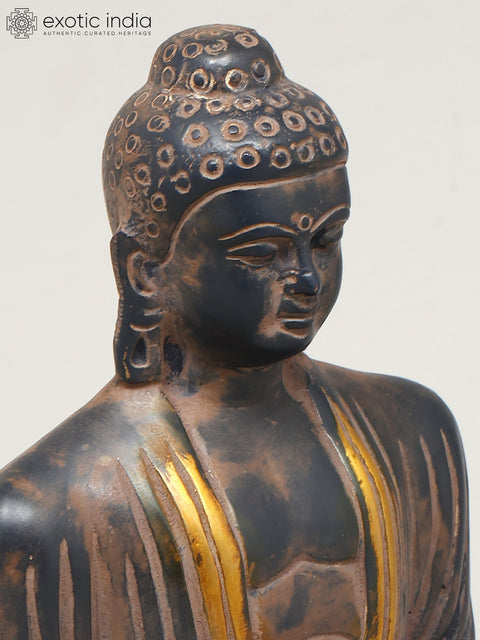 8" Lord Buddha in Dhyan Mudra | Brass Statue