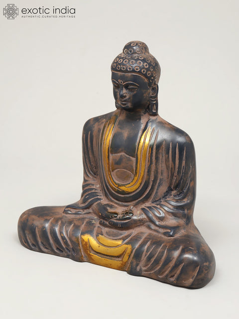 8" Lord Buddha in Dhyan Mudra | Brass Statue