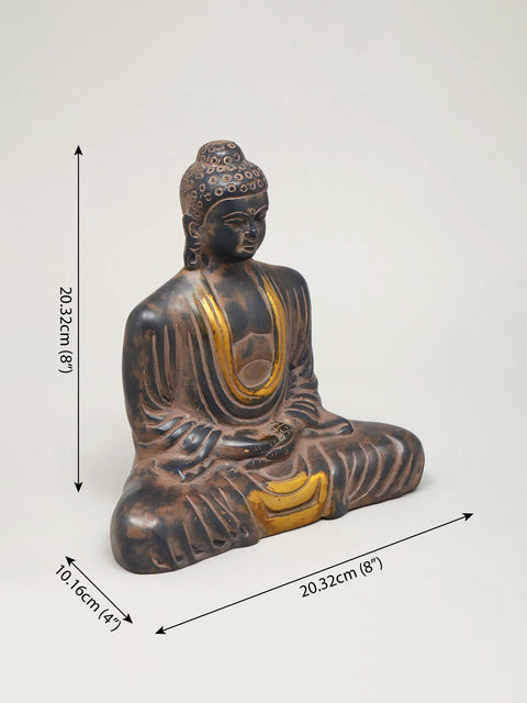 8" Lord Buddha in Dhyan Mudra | Brass Statue