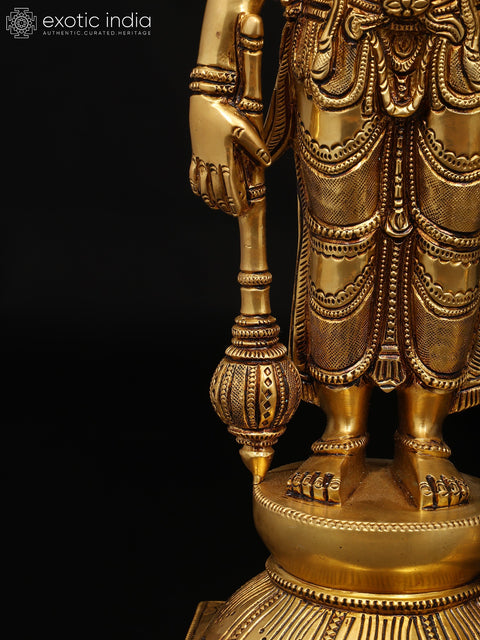18" Four Armed Standing Lakshmi Narayan (Vishnu Lakshmi) Pair | Brass Statues