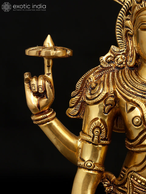 18" Four Armed Standing Lakshmi Narayan (Vishnu Lakshmi) Pair | Brass Statues