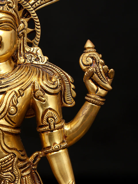 18" Four Armed Standing Lakshmi Narayan (Vishnu Lakshmi) Pair | Brass Statues