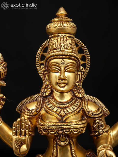 18" Four Armed Standing Lakshmi Narayan (Vishnu Lakshmi) Pair | Brass Statues