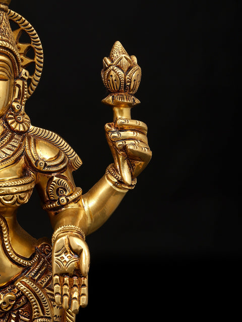 18" Four Armed Standing Lakshmi Narayan (Vishnu Lakshmi) Pair | Brass Statues