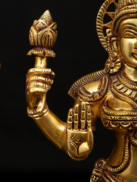 18" Four Armed Standing Lakshmi Narayan (Vishnu Lakshmi) Pair | Brass Statues