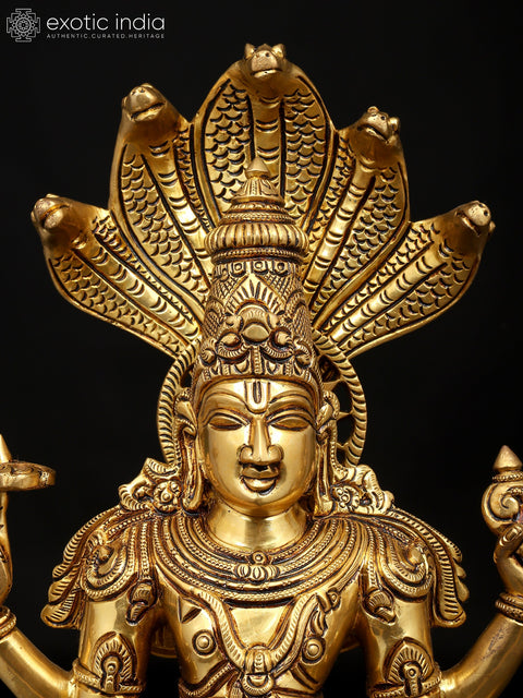 18" Four Armed Standing Lakshmi Narayan (Vishnu Lakshmi) Pair | Brass Statues