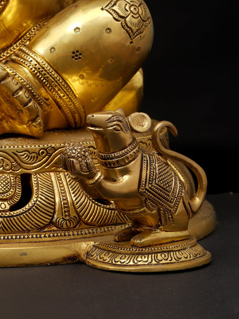 18" Four Armed Blessing Lakshmi - Ganesha Pair | Brass Statues