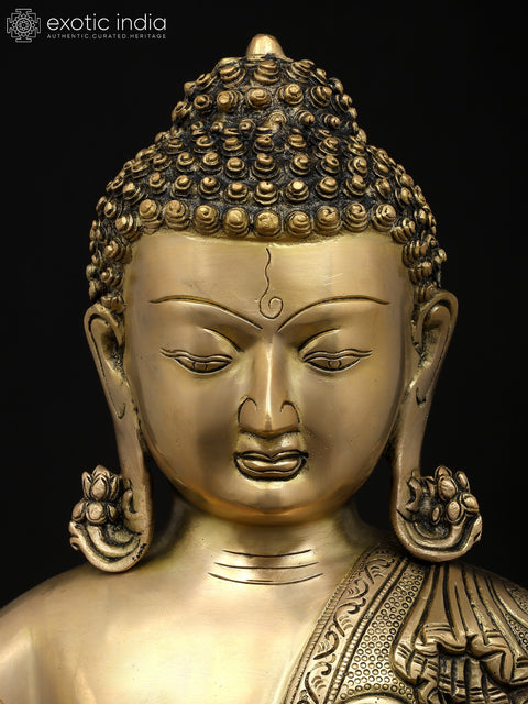 16" Lord Buddha Seated in Vitark Mudra | Brass Statue