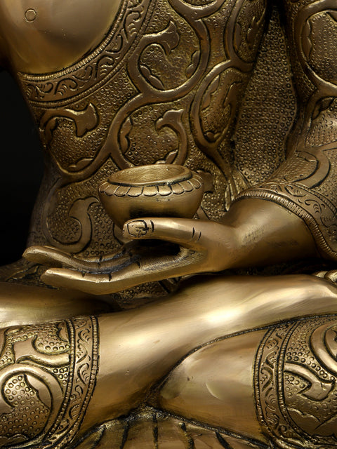 16" Lord Buddha Seated in Vitark Mudra | Brass Statue