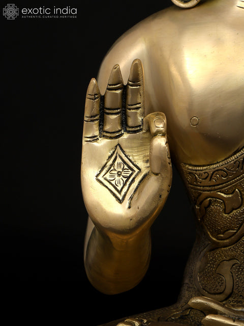 16" Lord Buddha Seated in Vitark Mudra | Brass Statue