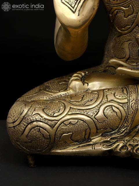16" Lord Buddha Seated in Vitark Mudra | Brass Statue