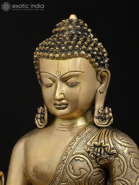 16" Lord Buddha Seated in Vitark Mudra | Brass Statue
