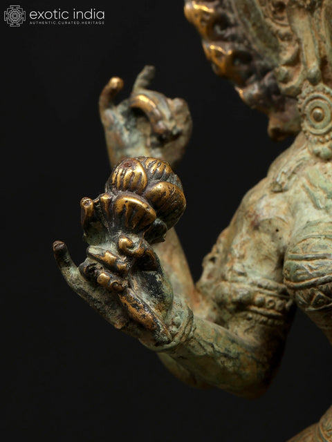 14" Standing Devi Saraswati - Goddess of Knowledge, Art and Speech | Balinese Brass Statue