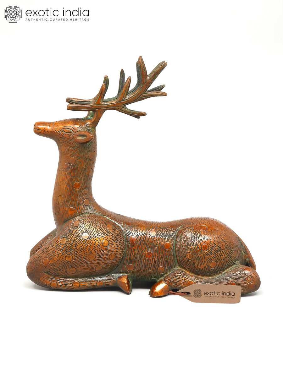 8" Decorative Brass Deer Statue for Home Decor