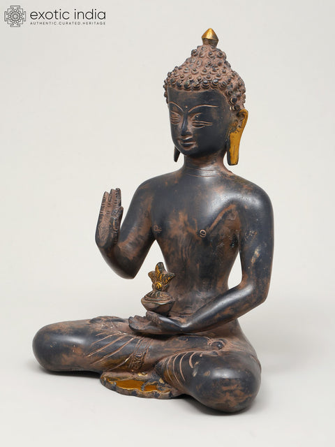9" Gautam Buddha in Vitark Mudra | Buddhist Brass Idol