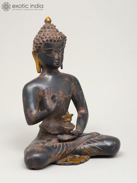 9" Gautam Buddha in Vitark Mudra | Buddhist Brass Idol