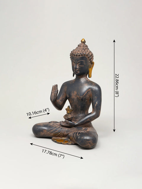 9" Gautam Buddha in Vitark Mudra | Buddhist Brass Idol