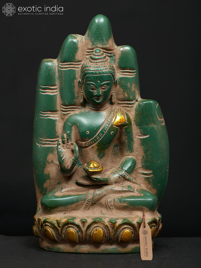 6" Small Buddha in Hand Brass Statue for Home Decor