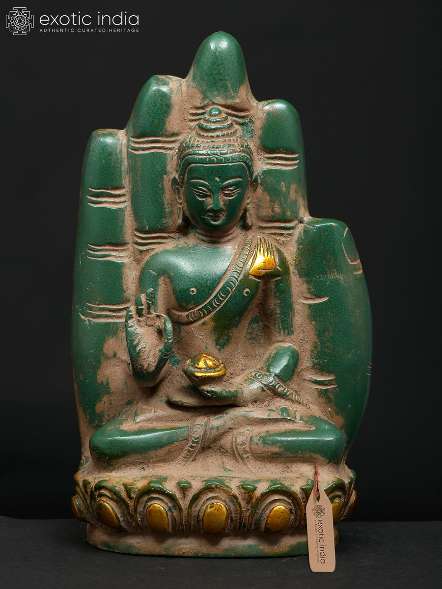 6" Small Buddha in Hand Brass Statue for Home Decor